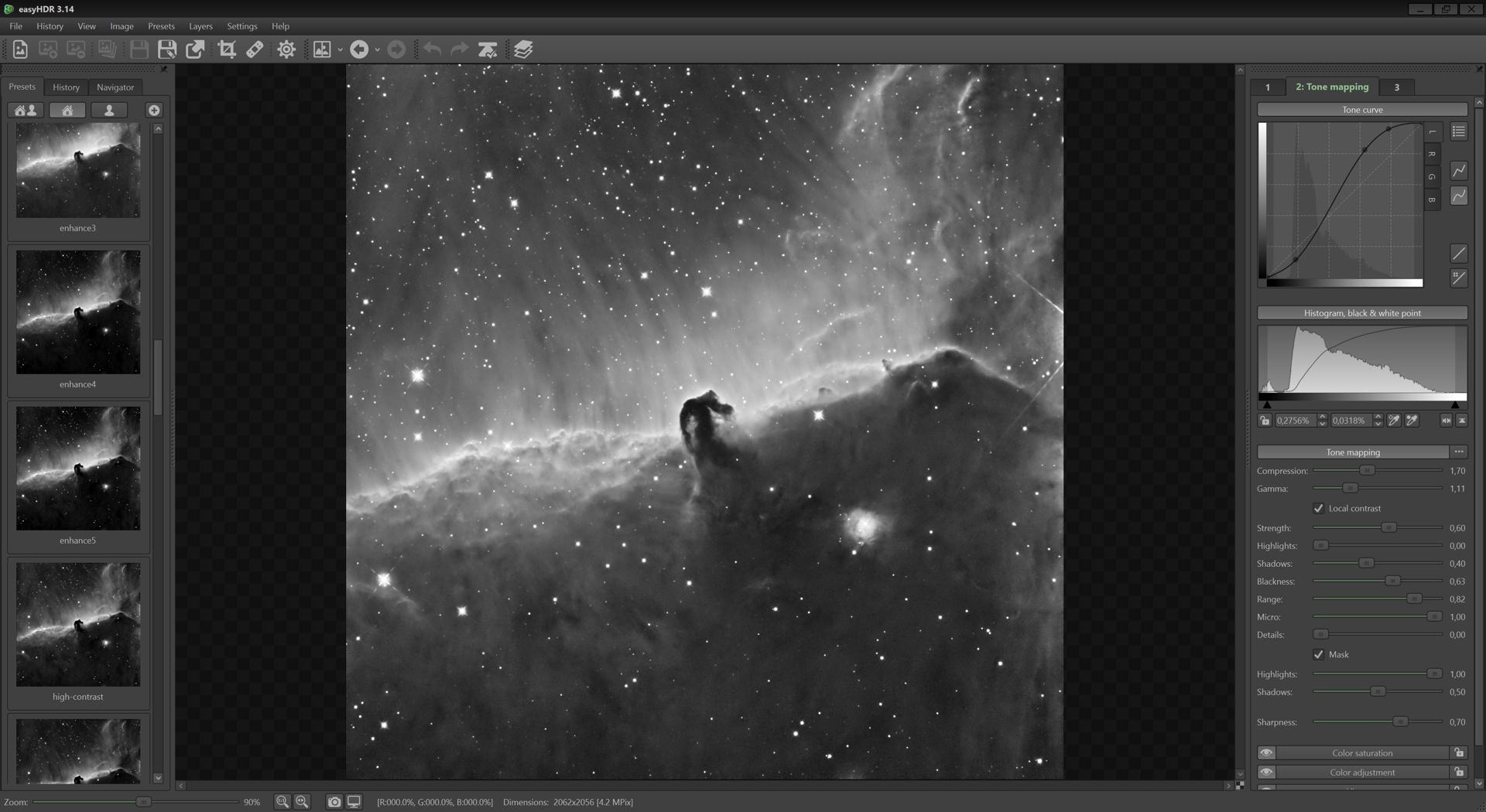 High Dynamic Range astrophotography with easyHDR. HDR Horsehead nebula.