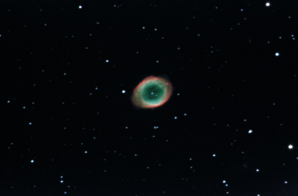 Astrophotography, M57 Ring Nebula - LRGB channels aligned and stacked with easyHDR.